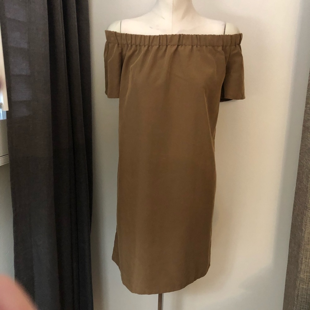 Brown off shoulder dress